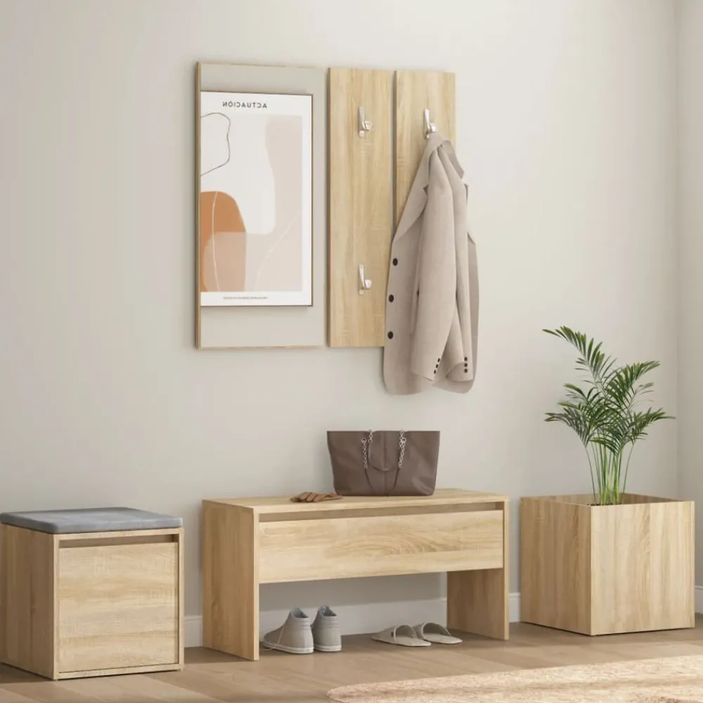 Bancs-vidaXL Ensemble de meubles de couloir Chêne Sonoma Bois d'ingénierie Chêne sonoma