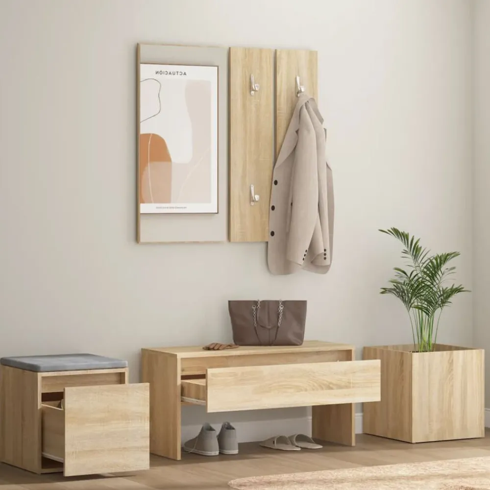 Bancs-vidaXL Ensemble de meubles de couloir Chêne Sonoma Bois d'ingénierie Chêne sonoma