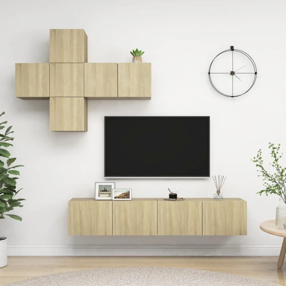 Meubles Tv-vidaXL Ensemble de meubles TV 7 pcs Chêne sonoma Bois d'ingénierie Chêne sonoma