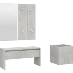 Bancs-vidaXL Ensemble de meubles de couloir Bois d'ingénierie Gris béton