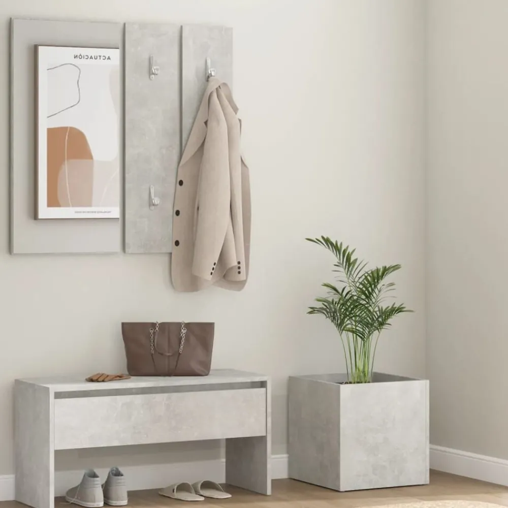 Bancs-vidaXL Ensemble de meubles de couloir Bois d'ingénierie Gris béton