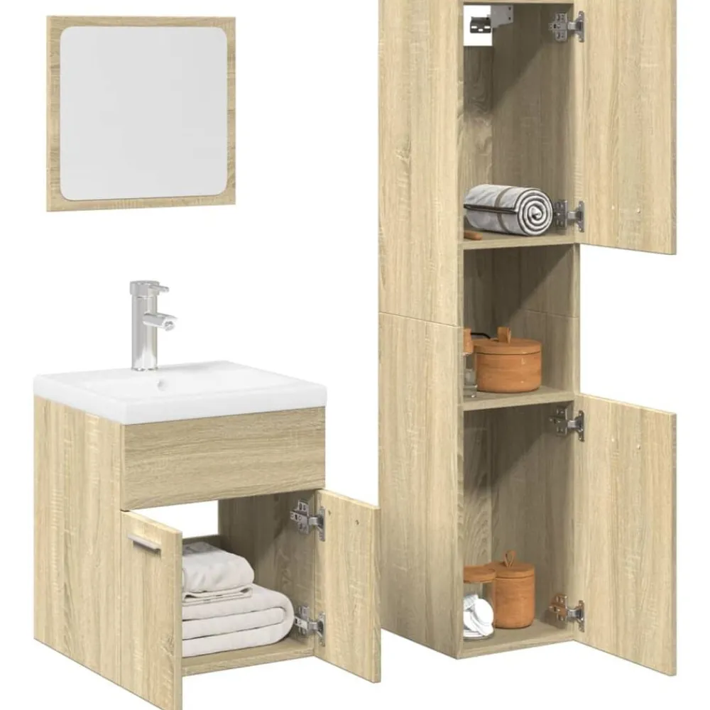 Ensembles De Meubles-vidaXL Ensemble de meubles de salle de bain 3 pcs chêne sonoma Chêne sonoma