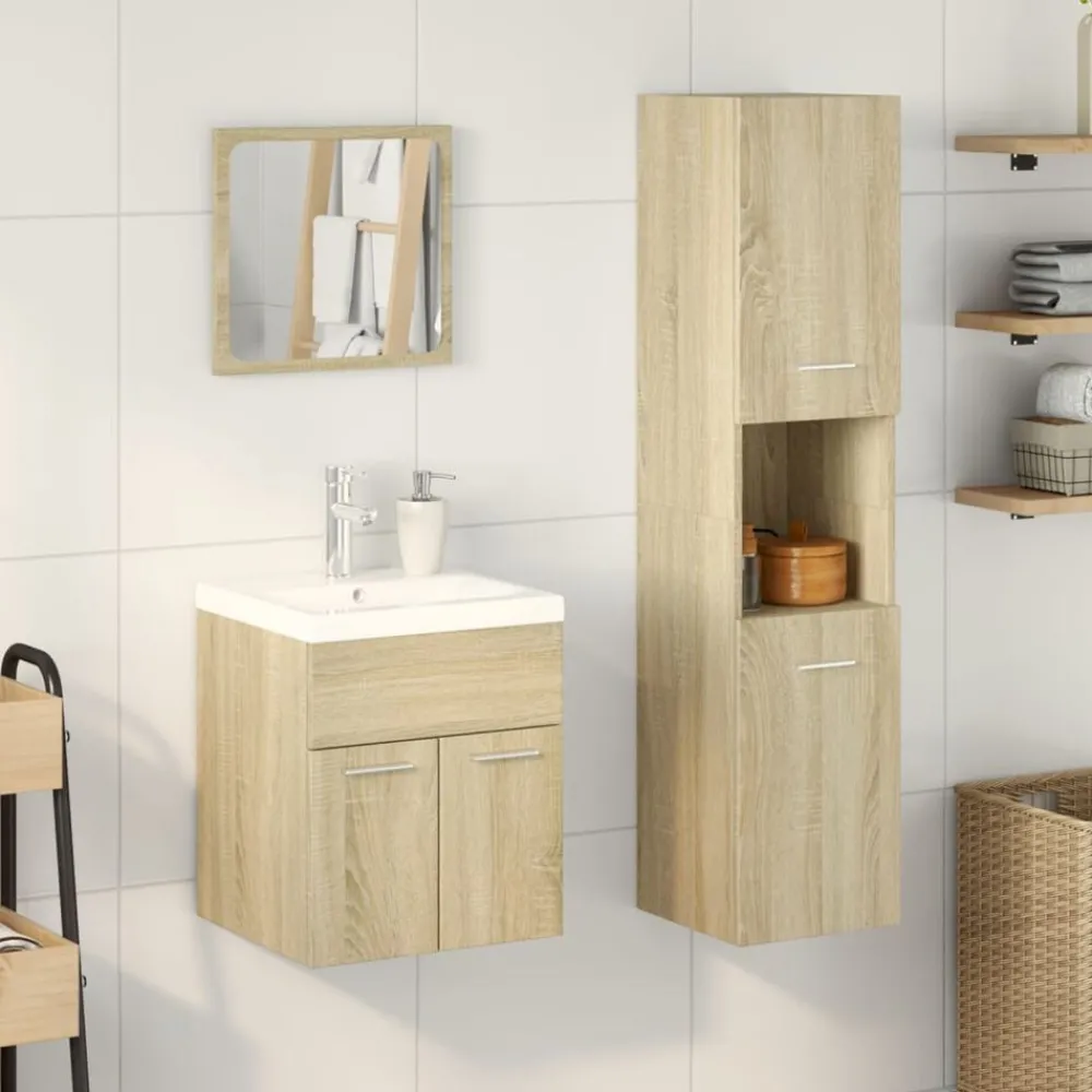 Ensembles De Meubles-vidaXL Ensemble de meubles de salle de bain 3 pcs chêne sonoma Chêne sonoma