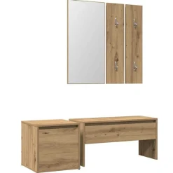 Bancs-vidaXL Ensemble de meubles de couloir chêne artisanal bois ingénierie ch&ecirc;ne artisanal