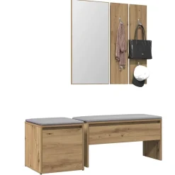 Bancs-vidaXL Ensemble de meubles de couloir chêne artisanal bois ingénierie ch&ecirc;ne artisanal