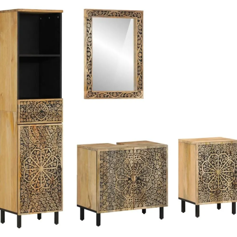 vidaXL Ensemble de meubles de salle de bain 4 pcs bois manguier massif