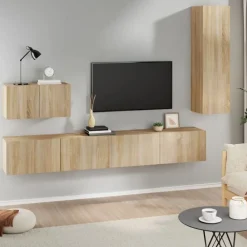 vidaXL Ensemble de meubles TV 4 pcs Chêne sonoma Bois d'ingénierie