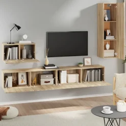 vidaXL Ensemble de meubles TV 4 pcs Chêne sonoma Bois d'ingénierie