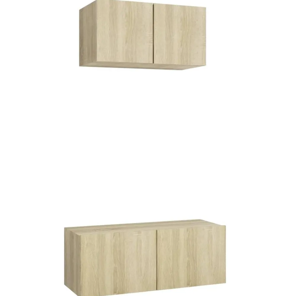 vidaXL Ensemble de meuble TV 2 pcs Chêne sonoma Bois d'ingénierie