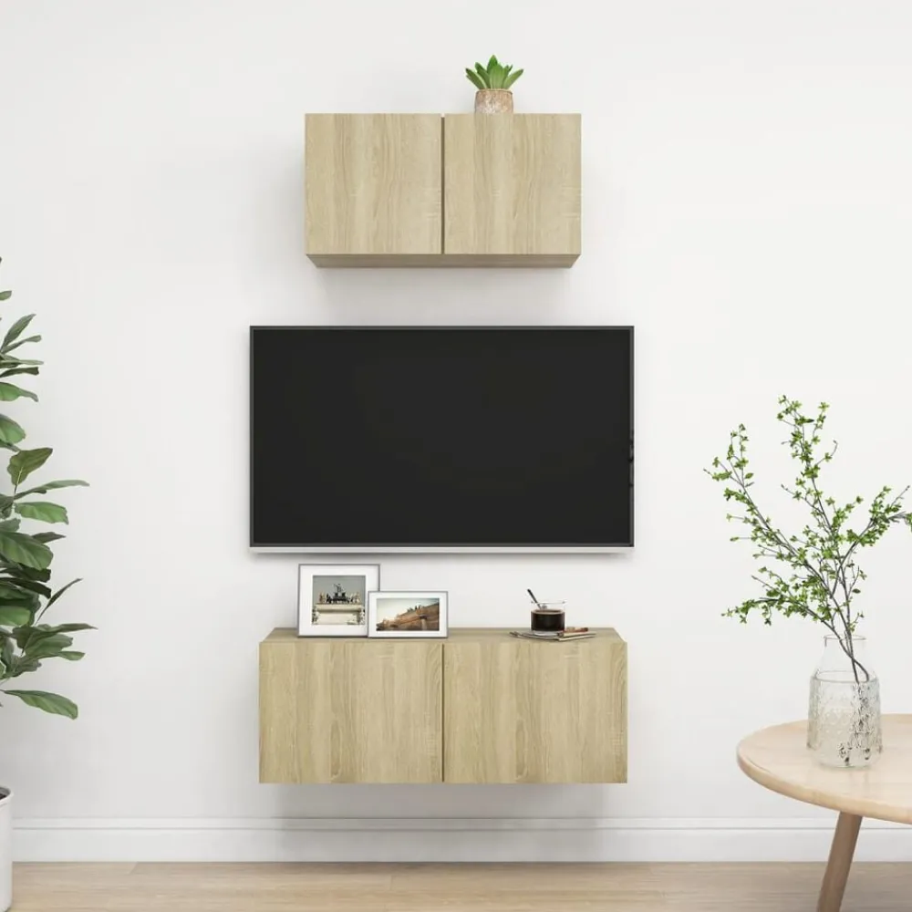 vidaXL Ensemble de meuble TV 2 pcs Chêne sonoma Bois d'ingénierie