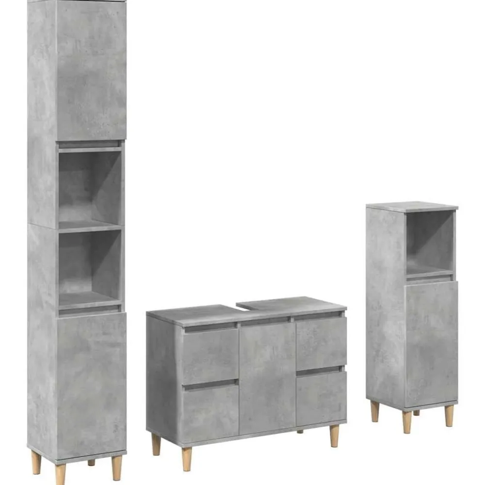 Ensembles De Meubles-vidaXL Ensemble de meubles de salle de bain 3 pcs Gris béton