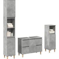Ensembles De Meubles-vidaXL Ensemble de meubles de salle de bain 3 pcs Gris béton