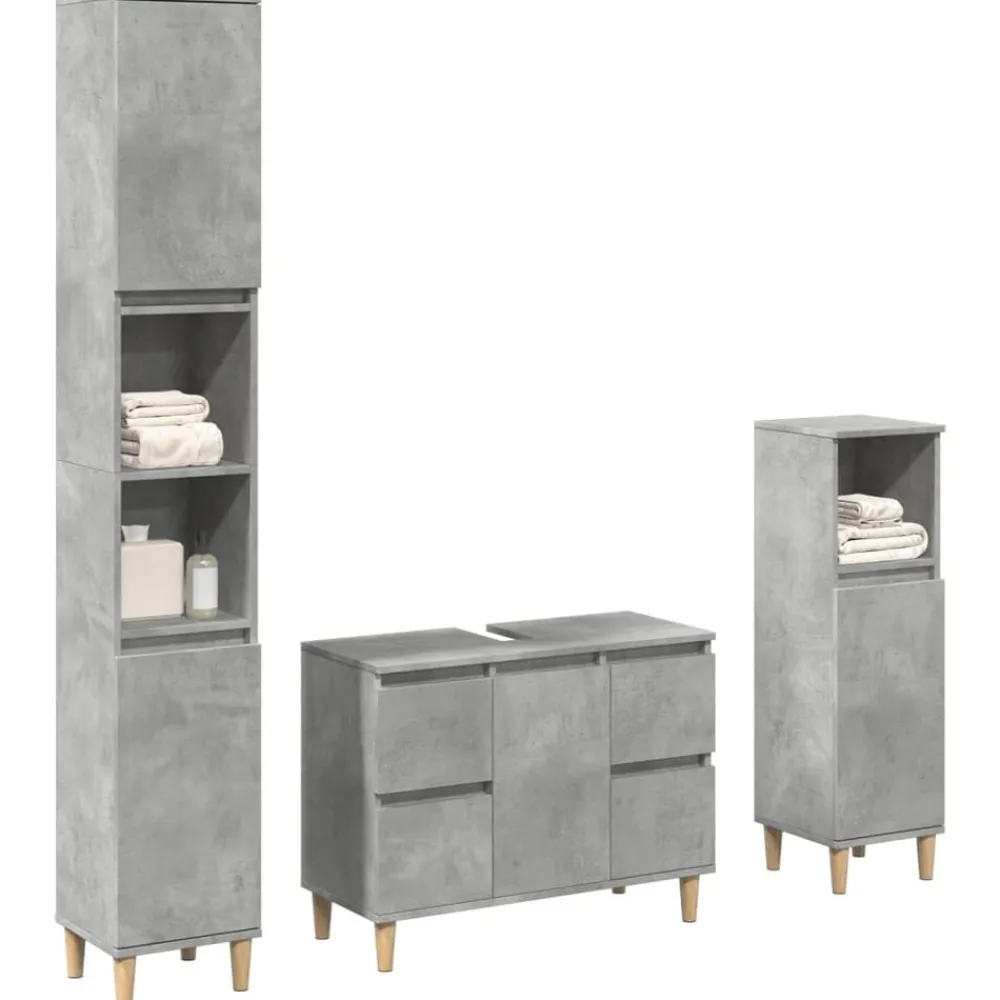 Ensembles De Meubles-vidaXL Ensemble de meubles de salle de bain 3 pcs Gris béton