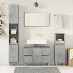 Ensembles De Meubles-vidaXL Ensemble de meubles de salle de bain 3 pcs Gris béton