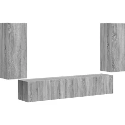 Meubles Tv-vidaXL Ensemble de meuble TV mural 4 pcs Gris Sonoma Bois d'ingénierie Sonoma gris