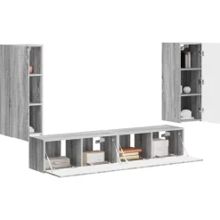Meubles Tv-vidaXL Ensemble de meuble TV mural 4 pcs Gris Sonoma Bois d'ingénierie Sonoma gris