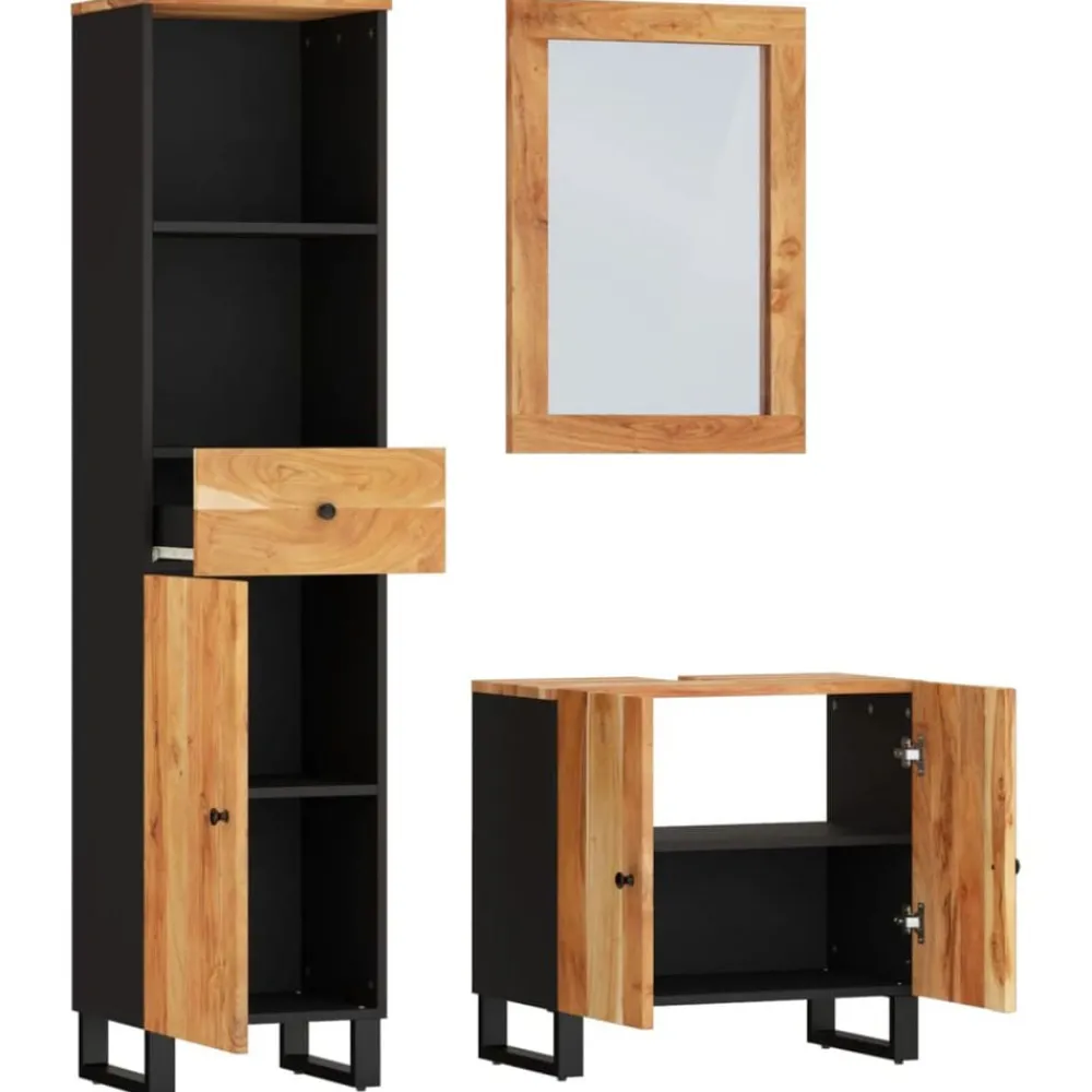 Ensembles De Meubles-vidaXL Ensemble de meubles de salle de bain 3 pcs bois massif d'acacia