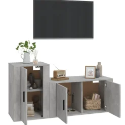 Meubles Tv-vidaXL Ensemble de meubles TV 2 pcs bois d'ingénierie Gris béton