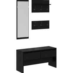 vidaXL Ensemble de meubles d'entrée 4 pcs Chêne noir Bois d'ingénierie