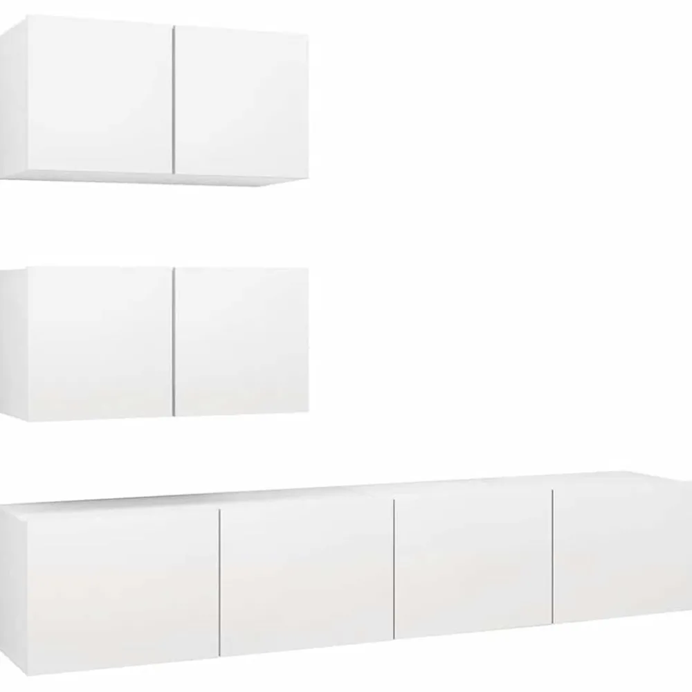 Meubles Tv-vidaXL Ensemble de meubles TV 4 pcs Bois d'ingénierie Blanc
