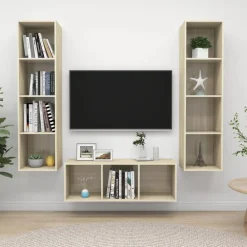 vidaXL Ensemble de meubles TV 3 pcs Chêne sonoma Bois d'ingénierie