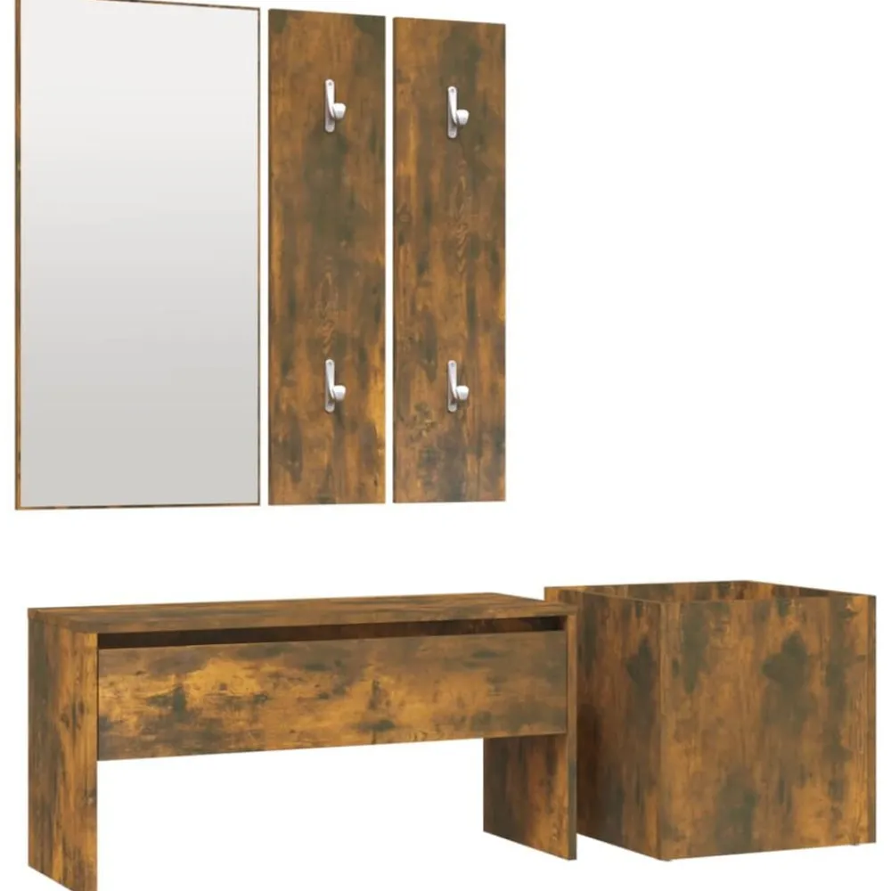 vidaXL Ensemble de meubles de couloir Chêne fumé Bois d'ingénierie