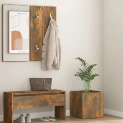 vidaXL Ensemble de meubles de couloir Chêne fumé Bois d'ingénierie