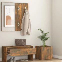 vidaXL Ensemble de meubles de couloir Chêne fumé Bois d'ingénierie