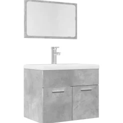 Ensembles De Meubles-vidaXL Ensemble de meubles de salle de bain 2 pcs Gris béton