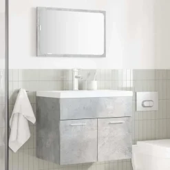 Ensembles De Meubles-vidaXL Ensemble de meubles de salle de bain 2 pcs Gris béton