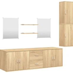 Ensembles De Meubles-vidaXL Ensemble de meubles salle de bain 7 pcs chêne bois d'ingénierie Chêne