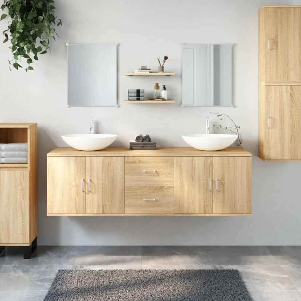 Ensembles De Meubles-vidaXL Ensemble de meubles salle de bain 7 pcs chêne bois d'ingénierie Chêne