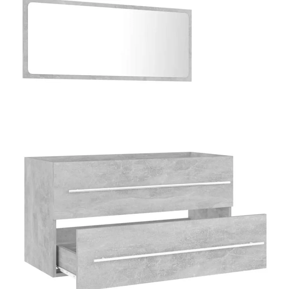 Ensembles De Meubles-vidaXL Ensemble de meubles de salle de bain 2 pcs Aggloméré Gris béton