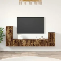 vidaXL Ensemble de meubles TV 4 pcs Chêne fumé Bois d'ingénierie