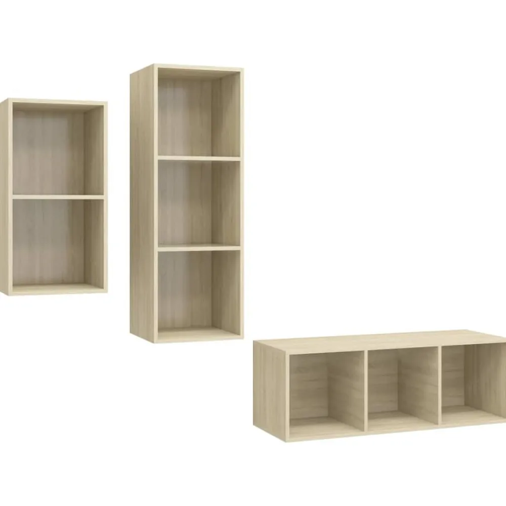 Meubles Tv-vidaXL Ensemble de meubles TV 3 pcs Chêne sonoma Bois d'ingénierie Chêne sonoma