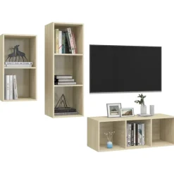 Meubles Tv-vidaXL Ensemble de meubles TV 3 pcs Chêne sonoma Bois d'ingénierie Chêne sonoma
