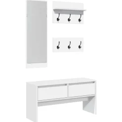Bancs-vidaXL Ensemble de meubles de couloir 4 pcs bois d'ingénierie Blanc