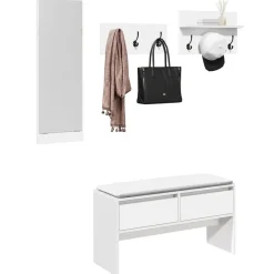 Bancs-vidaXL Ensemble de meubles de couloir 4 pcs bois d'ingénierie Blanc