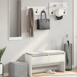 Bancs-vidaXL Ensemble de meubles de couloir 4 pcs bois d'ingénierie Blanc