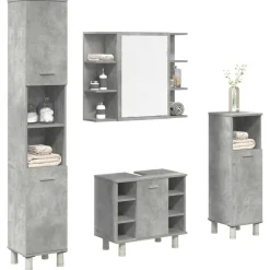 Ensembles De Meubles-vidaXL Ensemble de meubles de salle de bain 4 pcs Gris béton
