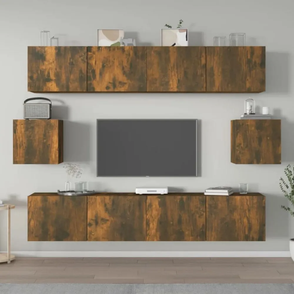 Meubles Tv-vidaXL Ensemble de meubles TV 6 pcs Chêne fumé Bois d'ingénierie Chêne fumé