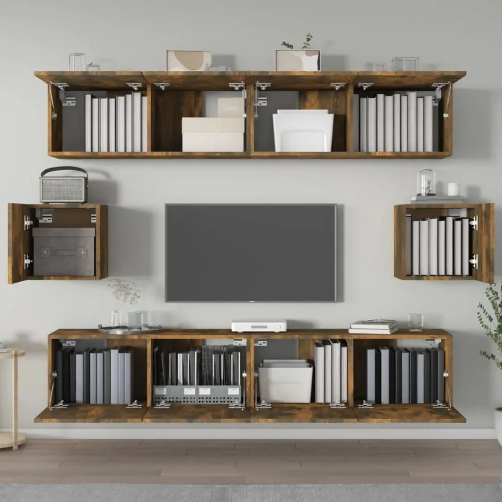 Meubles Tv-vidaXL Ensemble de meubles TV 6 pcs Chêne fumé Bois d'ingénierie Chêne fumé