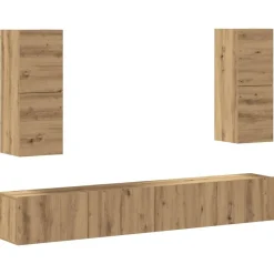Meubles Tv-vidaXL Ensemble de meuble TV mural 4 pcs chêne artisanal Chêne artisanal