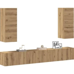 Meubles Tv-vidaXL Ensemble de meuble TV mural 4 pcs chêne artisanal Ch&ecirc;ne artisanal