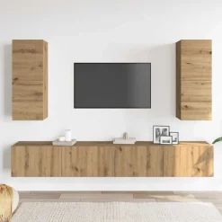 Meubles Tv-vidaXL Ensemble de meuble TV mural 4 pcs chêne artisanal Chêne artisanal