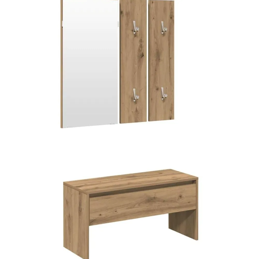 Bancs-vidaXL Ensemble de meubles de couloir chêne artisanal bois ingénierie chêne artisanal