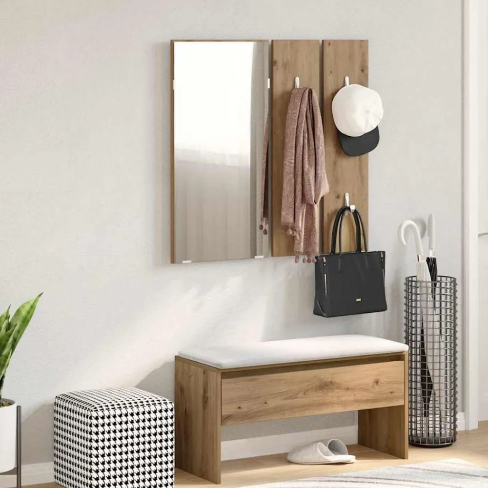 Bancs-vidaXL Ensemble de meubles de couloir chêne artisanal bois ingénierie chêne artisanal