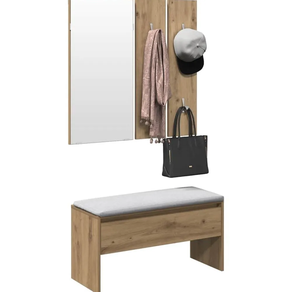 Bancs-vidaXL Ensemble de meubles de couloir chêne artisanal bois ingénierie chêne artisanal