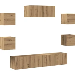 Meubles Tv-vidaXL Ensemble de meuble TV mural 7 pcs chêne artisanal chêne artisanal