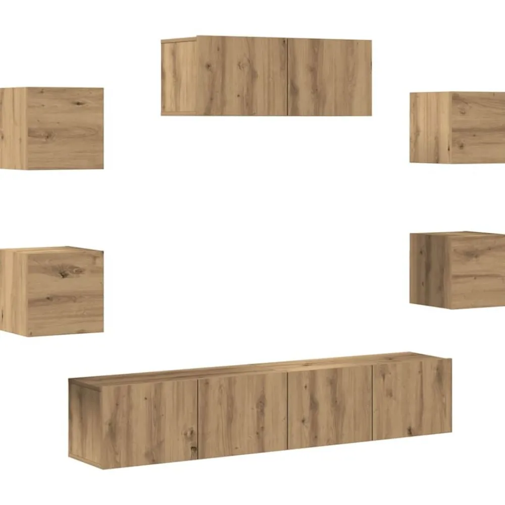 Meubles Tv-vidaXL Ensemble de meuble TV mural 7 pcs chêne artisanal chêne artisanal